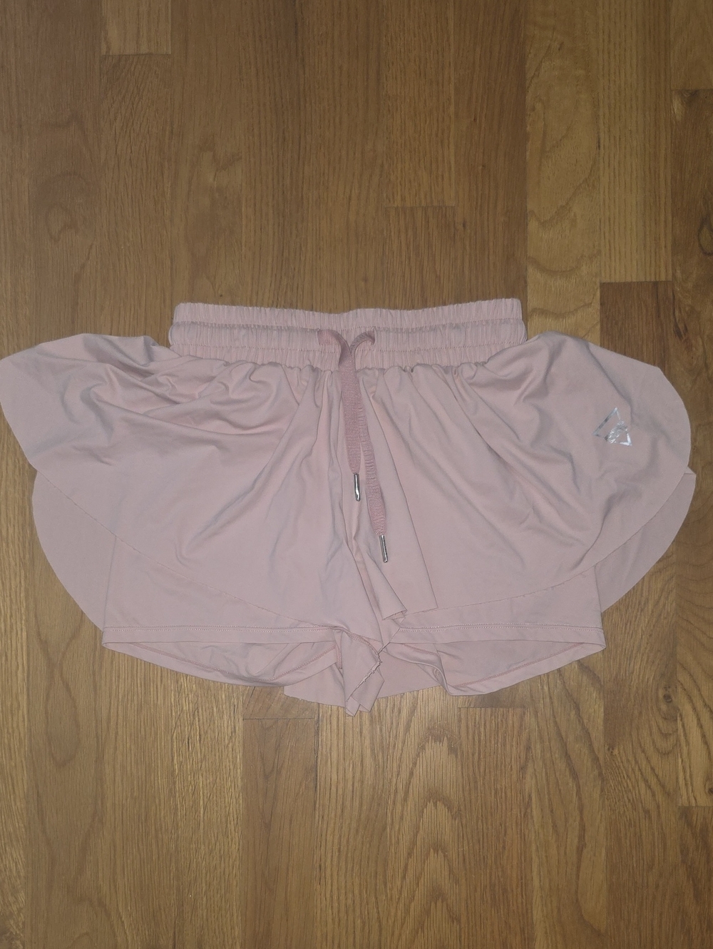 Girl's Light Pink Drawstring Butterfly Ruffle Athletic Shorts